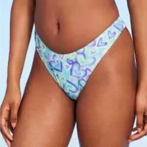 Wild Fable, Colorful Heart Pattern Bikini Bottom, size small, new!